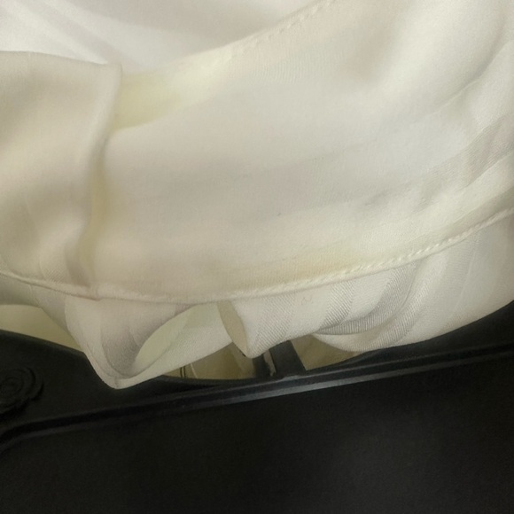 Frame Crepe De Chine Jacquard Blouse Size Small In Cream High Neck Long Sleeve - Picture 8 of 11